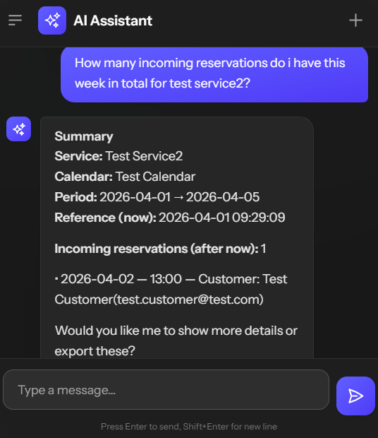 Appointio AI Assistant interface